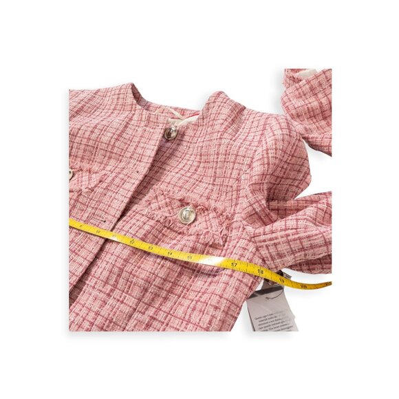 NWT Guess Alara Pink Matching Tweed Set SZ S Blazer and Crop Tank Top - Picture 8 of 15